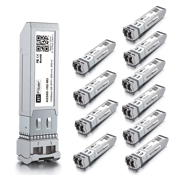 H!Fiber 10 Pack 10G Multimode SFP+ LC Module, 10GBase-SR Fiber