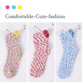 Aotlet Stocking Stuffers for Women, Fuzzy Socks Funny Socks for Women Cozy Socks, Small Christmas Gifts, Birthday Gifts, Blau, Rosa, Gelb, One Size