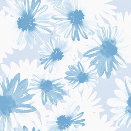 Skyblur Blue and White Floral Peel and Stick Wallpaper Modern Boho Contact Paper for Cabinets Drawers Daisy Flower Self Adhesive Wallpaper Bathroom Bedroom Removable Vinyl Roll 17.5"×118"