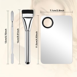 PRO Makeup Flat Brushes Thin Blade Brush Stainless Steel Foundation Handheld Makeup Mixing Palette Spatula Tool Portable Facial Brushes Cream Spatulas Tools Fit Salon Home Travel