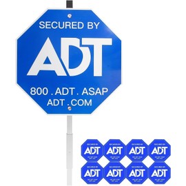 Security Signs & 8 Pcs ADT Window Stickers 28" ADT Yard Sign with Aluminum Stake, Heavy Duty Weatherproof