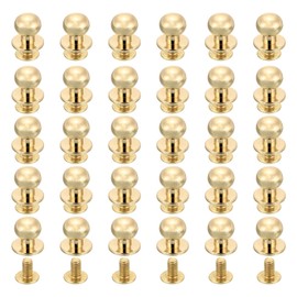 QUARKZMAN Pack of 60 7 mm Chicago Screws Round Head Button Leather Craft Rivets for DIY Leather Craft Decoration Handbag Shoes Belt Repair, Light Gold