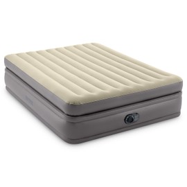 Intex 64163ED Queen Prime Comfort Elevated Air Mattress: Fiber-Tech – Queen Size – Built-in Electric Pump – 20in Bed Height – 600lb Weight Capacity