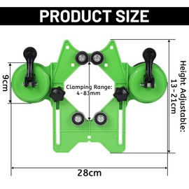 LALAGO Bohrer Lochsägenführungsvorrichtung Verstellbar 4-83mm mit Doppel-Saugnäpfe, Zentrierungs Locator Halter, Lochschneider Positionierer, Lochbohrer Grün für Keramik, Fliesen, Glas, Marmor