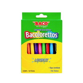 Baco | Plumines Bacoloretto Base Agua en Colores Surtidos - Caja con 10 Plumines Lavables