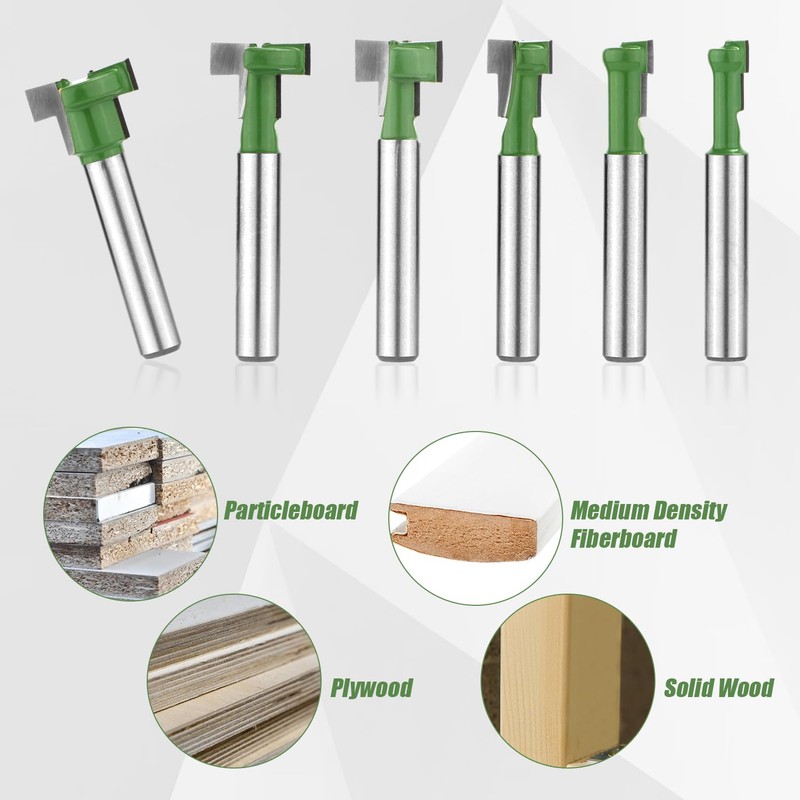 6pcs Keyhole Router Bits Set, 1/4in Shank T Slot Cutter