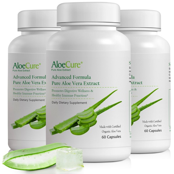 AloeCure AloeCure Organic Aloe Vera Capsules, 130,000mg Inner Aloe Leaf