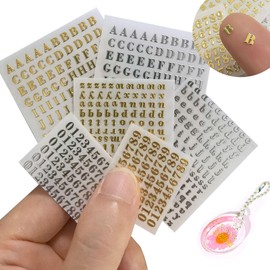 Glitter Letter Stickers for Resin 6 Sheets 3mm Alphabet Number Stickers Alloy Metallic Self Adhesive Letter Stickers for Epoxy Resin Crafts Scrapbook Nail Art Mini Gold/Silver Letter Stickers (3MM)