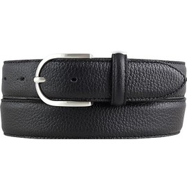 BELTINGER Ladies Italian Belt 35mm Wide Ladies Chino Belt Trouser Belt Textured Leather Buckle Silver, black, silver