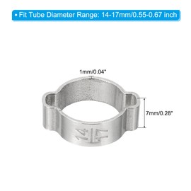PATIKIL 20 Pack 14-17mm Double Ear Hose Clamp, 304 Stainless Steel O Clip Crimp Rings for Fuel Petrol Pipe Tube Fitting Connections, Silver Tone