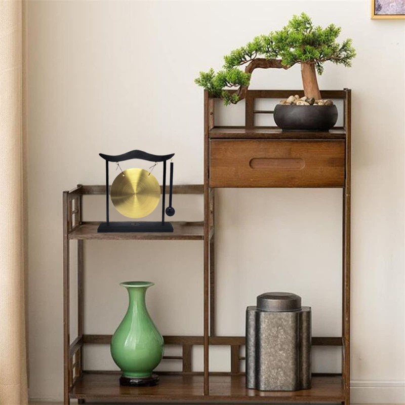 Feng Shui Brass Gong Desktop Zen Art for Fortune +