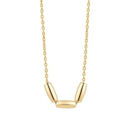 RENAIZ 14K Gold Plated Cylinder Bead Station Necklace for Women, Lightweight Delicate Chain, Hypoallergenic Non Tarnish, Chic Daily Wear Wedding Gift, Trendy Gift Box Included