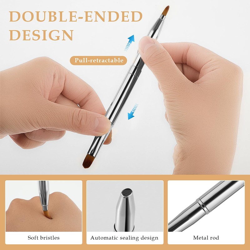 Retractable Lip Makeup Brush Portable Dual End Lipstick Brush Lipstick