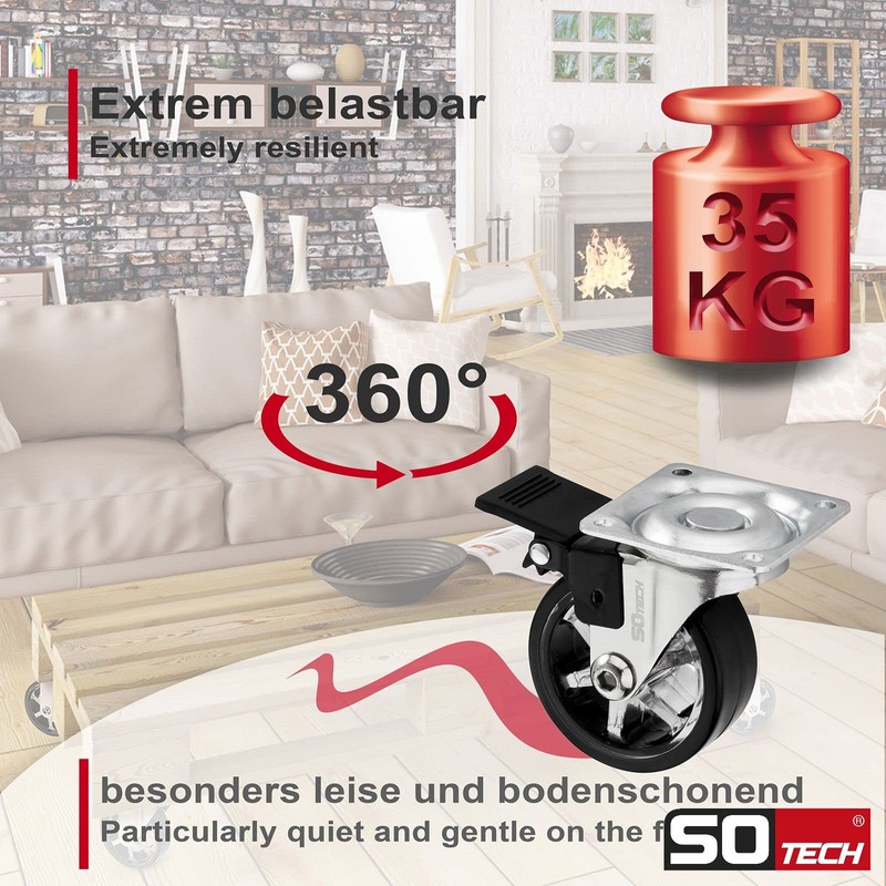 SOTECH Set of 4 Shift Design Castors Diameter 50 mm