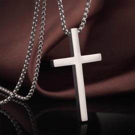 Miaofu Cross Necklace Stainless Steel Crucifix 316L Pendant Jewellery for Men Women Silver Gold Black Colours, Metal, Stainless Steel