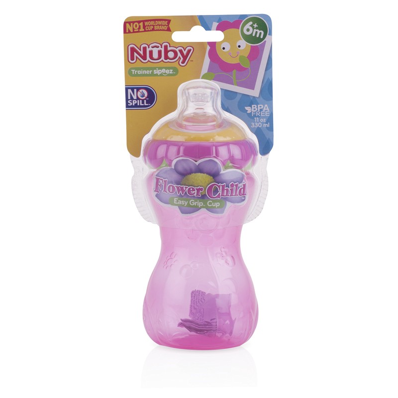 Nuby No-Spill Flower Child Cup, 11 Ounce, Multi