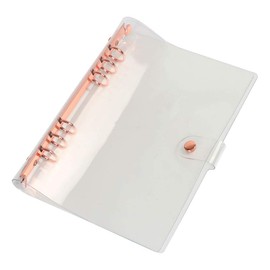 A5 Clear PVC Notebook Cover Standard 6 Rings Notebook Cover Protector Round Ring Binder Loose Leaf Folde for Notebook Diary Office Scholl Stationery Supplies (Rose Gold)