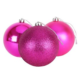 Christmas ConceptsÂ® 3-150mm Extra Large Baubles - Shiny, Matte & Glitter Design - Christmas Decorations (Hot Pink)