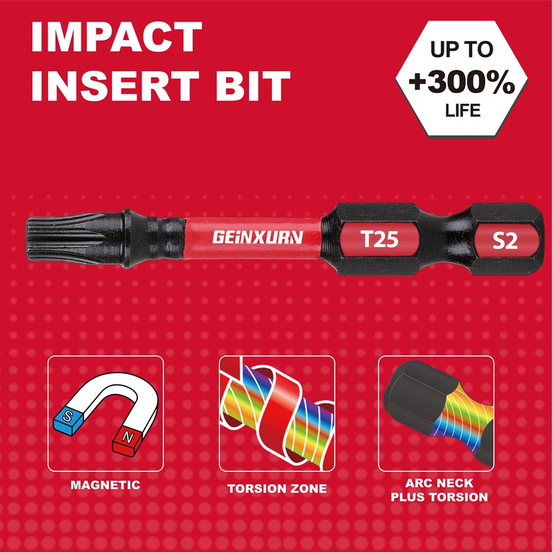 GEINXURN 30 Pieces T25 2 In. Impact Tough Magnetic #25