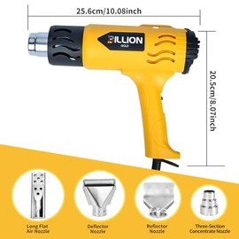 1800W Heat Gun for Crafting - 100℉ to 1200℉ Variable Temperature, 4 Nozzles & Overload Protection - Hot Air Gun for Shrink Tubing, Epoxy Resin, Paint Removing, DIY Projects
