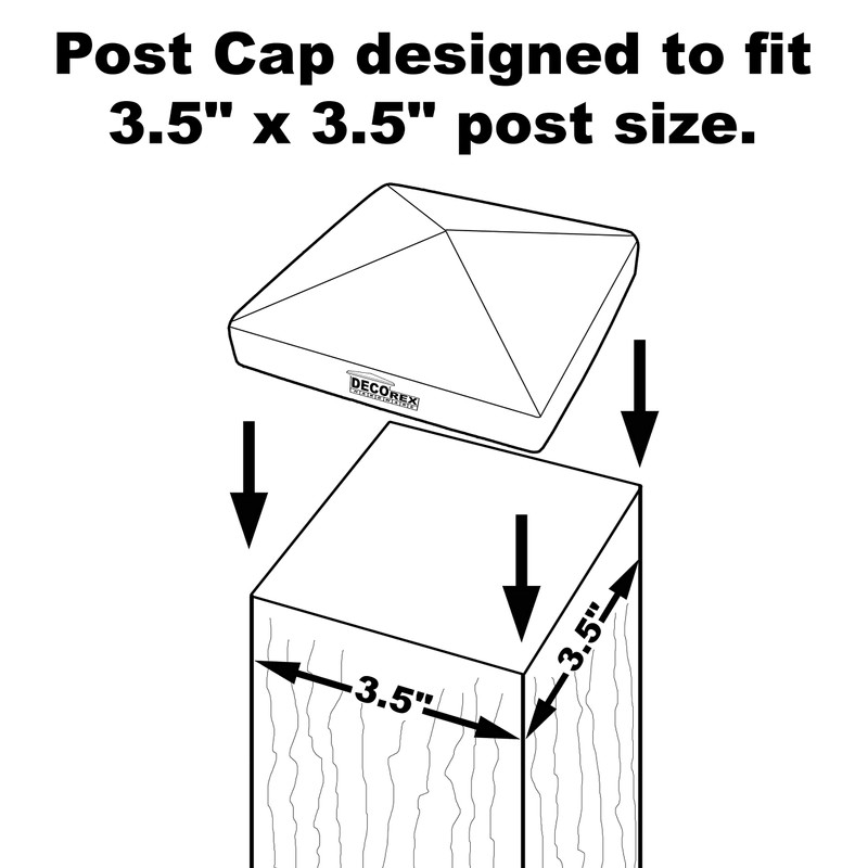 3.5" x 3.5" Solid Copper Pyramid Post Cap for True/Actual
