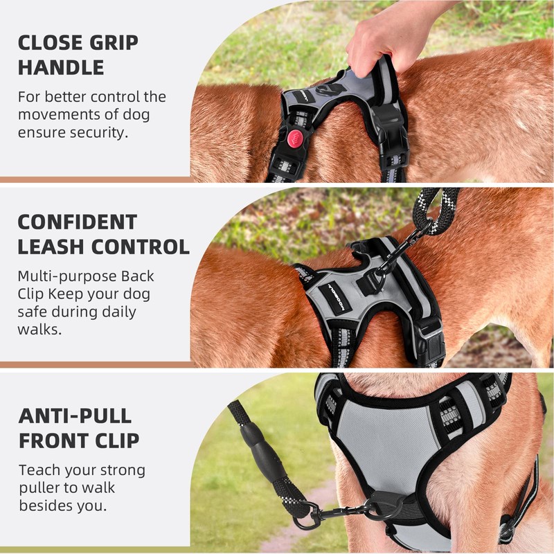 Juqiboom Arnés para perro sin tirones, chaleco acolchado suave ajustable,