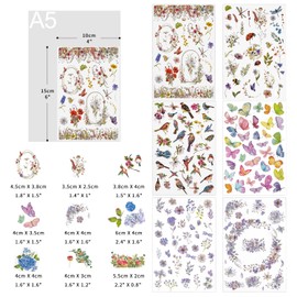10 Sheets Transfer Stickers Rub Scrapbook Stickers Flower Stickers Decoration Planner Stickers Plant Stickers for Scrapbooking Diary Album Bullet Journals DIY Arts and Crafts (Field)