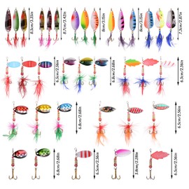 Fishing Lures Kit Spinners Swimbait Crankbait Minnow Roostertail Spoons Lures with Treble Hooks Swivels Sinkers Rings for Trout Salmon Walleye, 100pcs Fishing Lures Tackle Kit