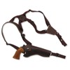 Barsony Brown Leather Cross Harness Vertical Shoulder Holster for 6"