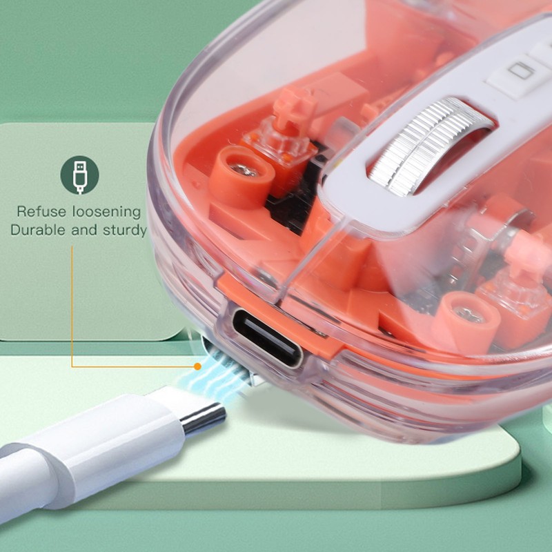 Transparent Computer Mouse 2.4G BT1 BT2 Tri Mode USB Rechargeable