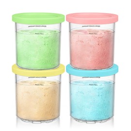 FIRJOY Replacement Pints and Lids 16 oz. Containers, Compatible with Ninja Creami NC301 NC300 NC299AMZ Series (4 Pack - Green, Pink, Yellow, Blue)