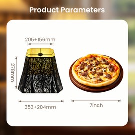 SWAIFDEE Etched Forest Metal Lampshade, Rectangle Large Lamp Shade Fitter Floor and Table Lamp Shade, 8" Top Diameter, 13.9" Bottom Diameter, 11" Height, Black Outer Gold Inner