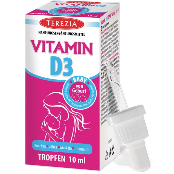 Vitamin D3 Drops for Babies & Children - 400 IU, 10 ml for 220 Days - Vitamin D Drops Good for Immune System, Bones, Teeth, Muscles - D3 Drops are also suitable for Pregnant Women and Nursing Mothers