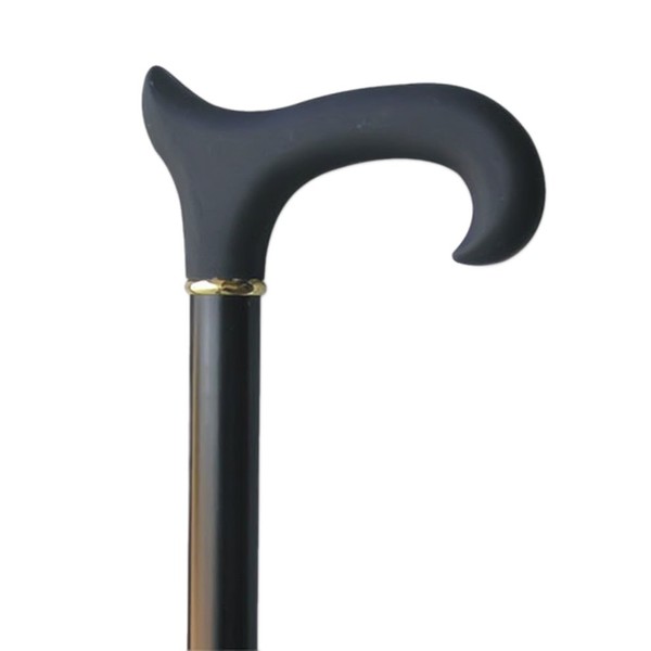 AlexOrthopedic Mobility Support Wood Cane with Derby Soft Touch Handle - Black Stain