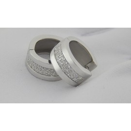 Hanessa 925 Real Silver Rhodium-Plated Women's Jewellery Round Earrings Hoop Earrings Made of Real Silver with Zirconia Stones Round Gift for Women, Sterling Silver, Cubic Zirconia