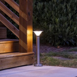 Gama Sonic Luxor Bollard Outdoor Solar Pathway Light, Silver Stainless, 20.25-inch Lamp ...