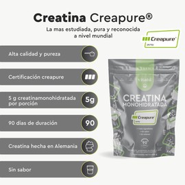Vitatú | Creatina Monohidratada Creapure de Alta Pureza, Sin Sabor, 90 porciones de 5 g en polvo, Pre workout, Pre Entreno, 450 g, Suplemento Alimenticio