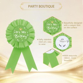 Green It's My Birthday Tinplate Badge Pin, Crown Happy Birthday Button Pin, It's My Birthday Green Rosette Badge Pin for Girl Women, Brooch Buttons for 18th/21st/30th Birthday Party Celebration