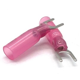 (1000 Pieces) Red Heat Shrink Marine Grade #10 U-Type Fork Connectors, American Wire Gauge 22-18