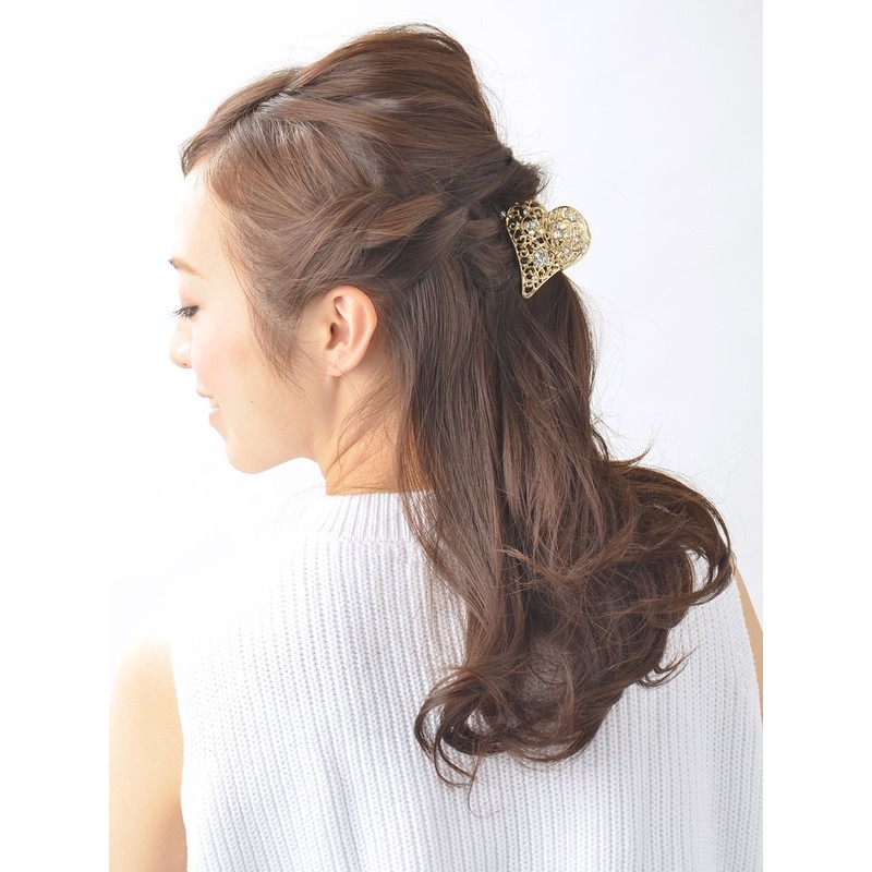 VingTAINE H-140 Heart Hair Clip Hair Claw Rhinestone