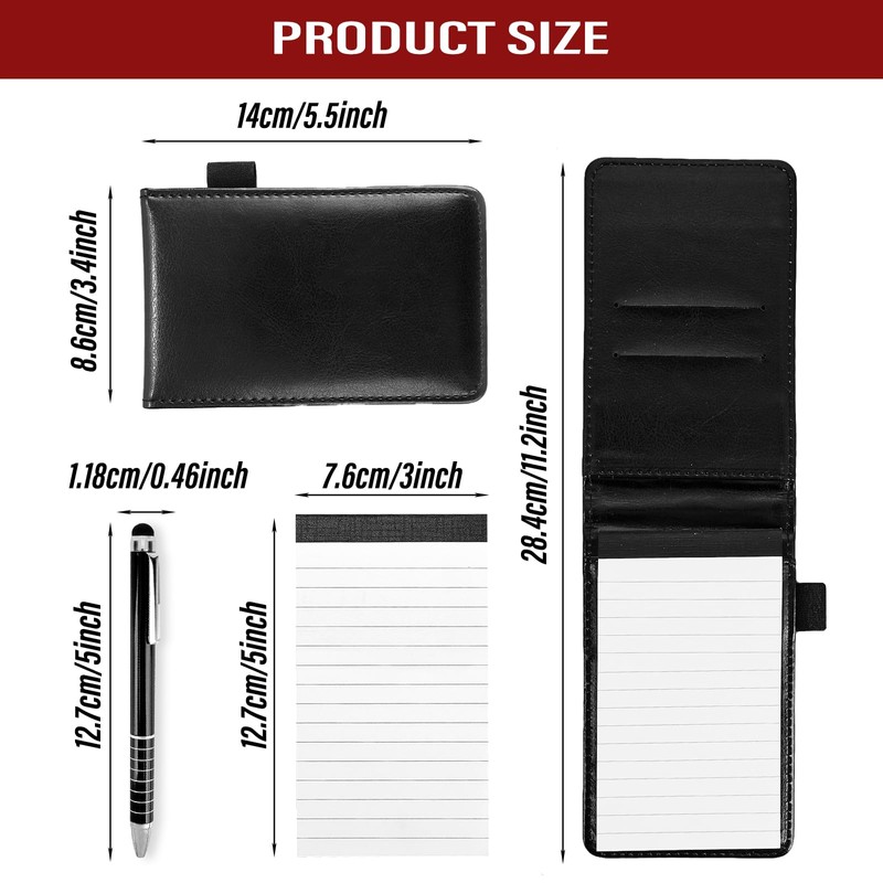 TIESOME Small Leather Notepad Holder with Pen, Pocket Notebook Holder