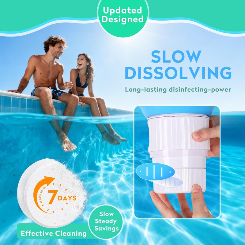Blufree Pool Chlorine Floater, Solar Whale Chlorine Tablet Floater w/Light,