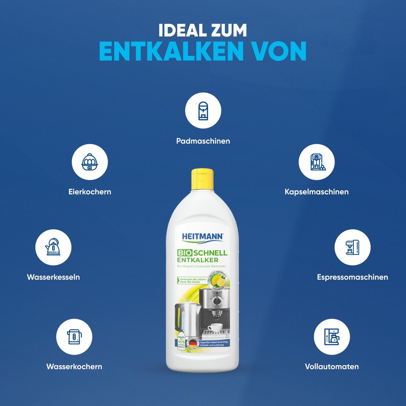 Heitmann organic quick descaler: cleaning of electrical appliances, coffee machines,