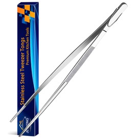 JETKONG 12-Inch Kitchen Tweezers Fine Tweezer Tongs Extra-Long Stainless Steel Cooking Tweezers