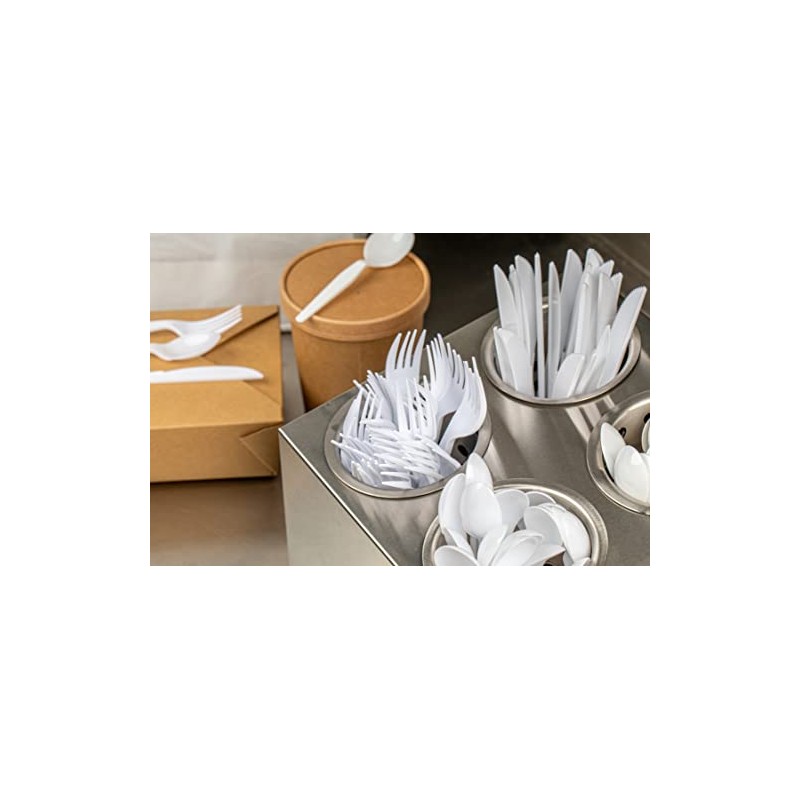 AmerCareRoyal Medium-Heavy Weight Unwrapped Disposable Polystyrene Plastic Soup Spoons for