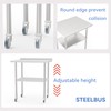 STEELBUS Stainless Steel Work Table with Undershelf and Casters,Flat Top