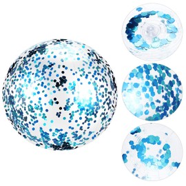 Hsei 3 Pieces Inflatable Beach Ball Glitter Beach Ball Floatable Confetti Ball for Summer Beach, Pool and Party Favor (Blue)