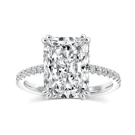 PAFIDDY 4.5CT Stunning Radiant Cut Engagement Ring for Women,Simulated Diamond Ring,18K White Gold Plated 925 Sterling Silver Promise Ring, 5, Metal, Cubic Zirconia