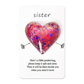 Sister Pocket Hug Heart Token for Women Big Little Sister Birthday Graduation Gifts for Girls Sisters Long Distance Relationship Gifts for Women Sister in Law Thinking of You Gifts for Stepsister Pink