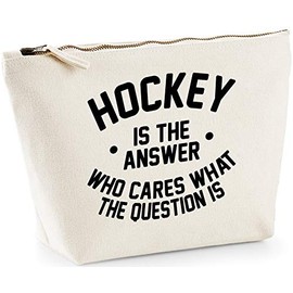 Hippowarehouse Hockey is the Answer Who Cares What the Question Is printed make up cosmetic wash bag 18x19x9cm